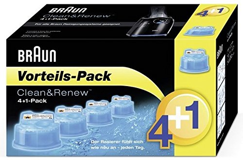 Braun Clean&Charge Reinigungskartuschen CCR 4+1, für alle Series 3-9 Elektrorasierer, 5 Stück