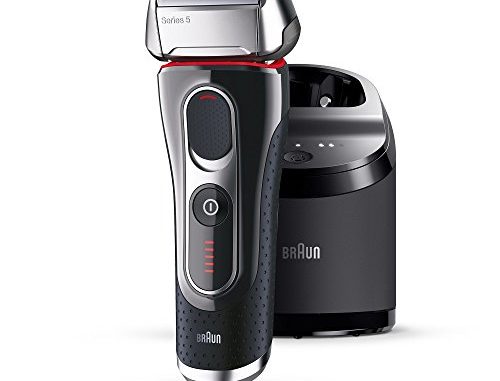 Braun Series 5 Elektrischer Rasierer 5090cc, mit Reinigungsstation Clean&Charge, schwarz/silber/rot