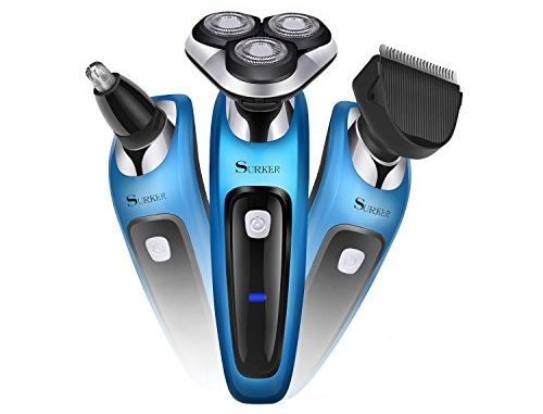 SURKER Elektrorasierer 3D Rasierer Bartschneider 3 in 1 Präzisionstrimmer, Vollständig abwaschbar Barttrimmer set Blau